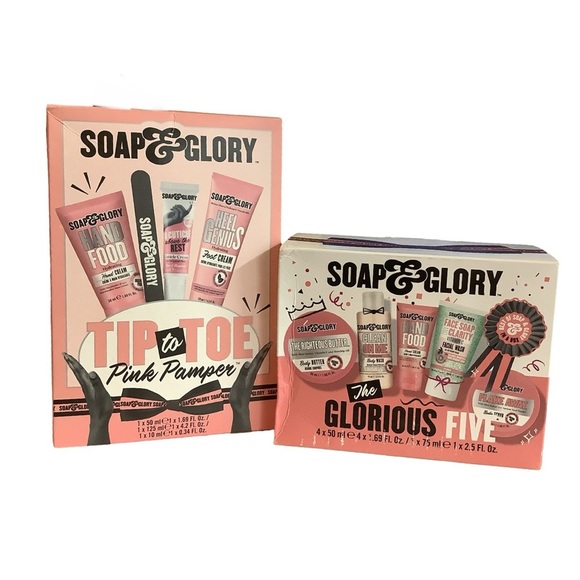 Soap & Glory The Glorious Five Gift Set & Tip To Toe Pink Pamper. New In Box - Picture 2 of 7
